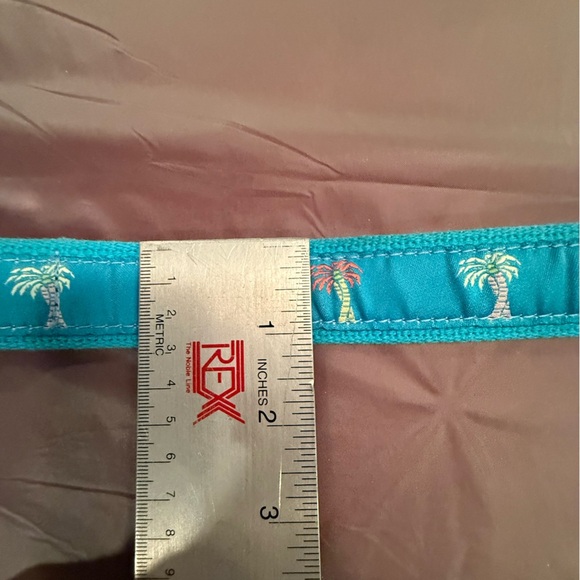 Douglas Paquette Teal neon Palm Tree 1” D Ring Canvas Belt Size Small - Picture 4 of 7